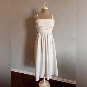 Pleated Spaghetti Strap Midi Dress